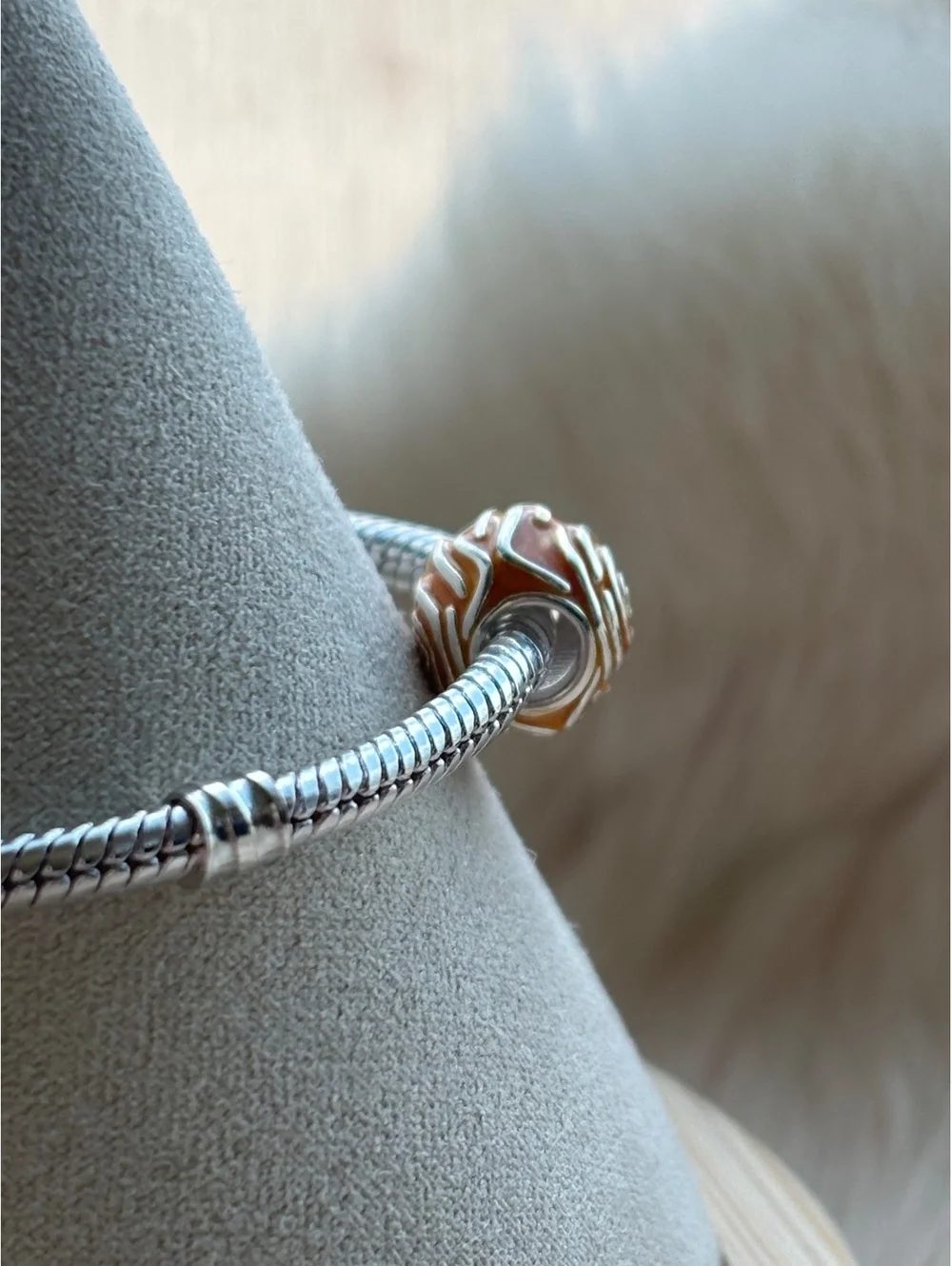 Pandora Golden Orange Enamel Rose Charm Sterling Silver
